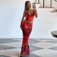 thumbnail image 5 of Maxi Skirt Set Floral Print Halter Top Maxi Skirt Going Out Outfits for Women Color M, 5 of 7