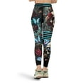 thumbnail image 3 of Lotusprinthandmade Floral Skull Halloween Print All-over Print Leggings XS-5XL (XS), High-Waist Leggings For Lovers, 3 of 4