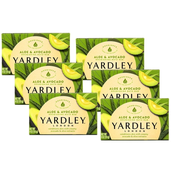 Yardley London Moisturizing Bar Fresh Aloe With Avocado Essence 4.25 oz (Pack of 6)