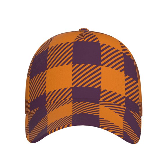 Xecao Fall Buffalo Plaid for Baseball Cap: Unisex, crafted from classic polyester twill fabric, featuring a soft unconstructed design