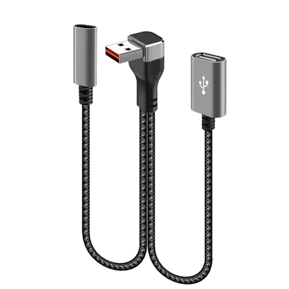 AOOOWER 90Degree Angled USB Splitter Cable for Fast Charging &Data Transfer Compatible for Laptop Car Chargers Mobile Power 25cm