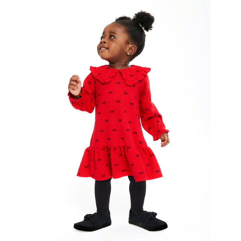 Wonder Nation Baby Girl Dress and Tights Outfit Set, 2-Piece