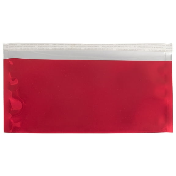 JAM Paper No. 10 Foil Envelopes, 4 1/8 x 9 1/2, Red, 25/Pack, Peel & Seal