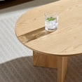 thumbnail image 2 of Kevinplus Oval Coffee Tables  with Sturdy Pedestal for Living Room, Small  Apartment, Oak, 39.37 Inch, 2 of 12