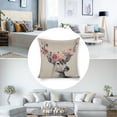 thumbnail image 3 of Deer flowers Linen toss pillowcase Decoration pillowcase Gift preferred 24x24" Cushion cover 1 set Sofa pillowcase Sofa bedroom living room car, 3 of 7