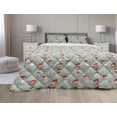 thumbnail image 1 of Christmas Comforter & Sham Bedding Set, Santa Claus and His Deer Celebrating Your Holiday Vintage Cartoon on Snowflakes, 3 pcs Duvet Set Microfiber Filling Quilt, 5 Sizes, Multicolor, by Ambesonne, 1 of 4