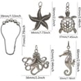 thumbnail image 2 of Ocean Shower Curtain Hooks Rings - Rust Proof Shower Curtain Hangers Set of 12, Silver Starfish Seahorse Turtle Octopus Sea Animals Decorative Bathroom Accessories Set, Beach Ocean Theme Decor, 2 of 3