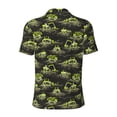 thumbnail image 3 of Vsdgher Light Green Excavator Print Men's Short Sleeve Stretch Polo Shirt, Moisture-Wicking Performance Polo Shirt, 3 of 8