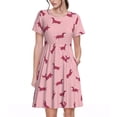 thumbnail image 1 of Lsque Teckel Chiot Imprimé Robe Décontractée T-Shirt Été Manches Courtes Col Rond Robes Évasées, 1 of 6