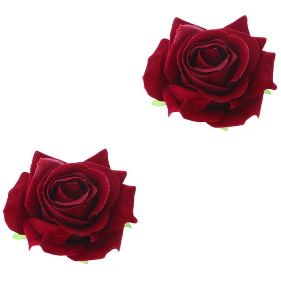 Set of 2 Rose Hair Clips for Women Vintage Decor Makeup Sponge Decoration Bridesmaid Bridegroom Red