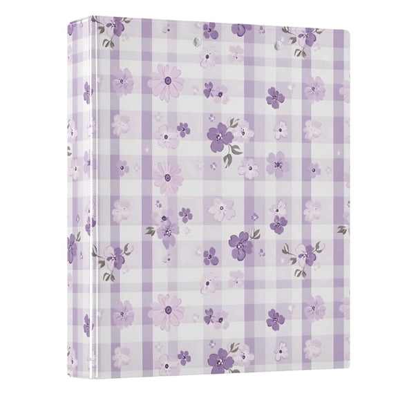 Three Ring Binder Purple Flower 1.5 Inch Round Binder D-Rings for Office Supplies and More