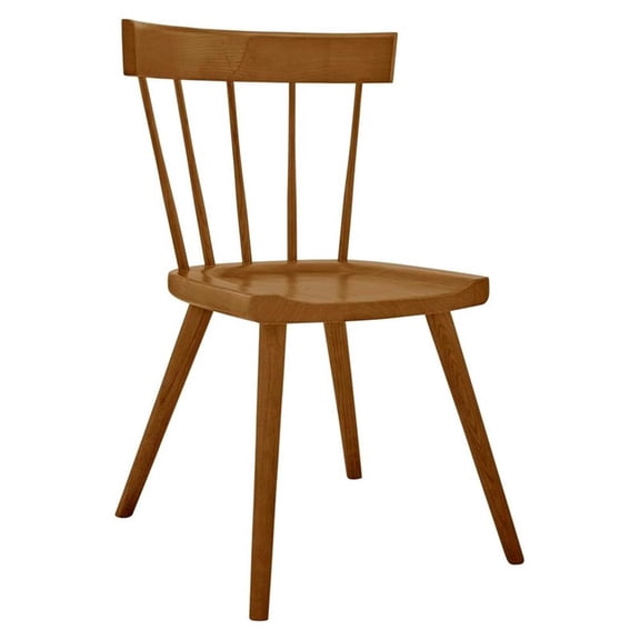 Maklaine 18" Spindle Back Modern Wood Dining Side Chair in Walnut