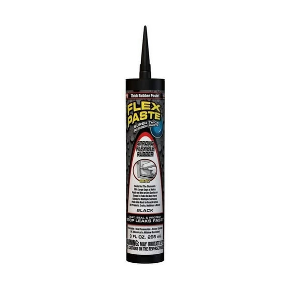 Flex Paste PFSBLKR10 Super Thick Waterproof Rubberized Paste, Black, 9-oz. Cartridge - Quantity 4