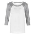 thumbnail image 5 of Htigea Raglan 3/4 Sleeve Tops for Women Trendy Patchwork Pullover Tee Crewneck Baseball Sport Tshirt Gray,XL, 5 of 7