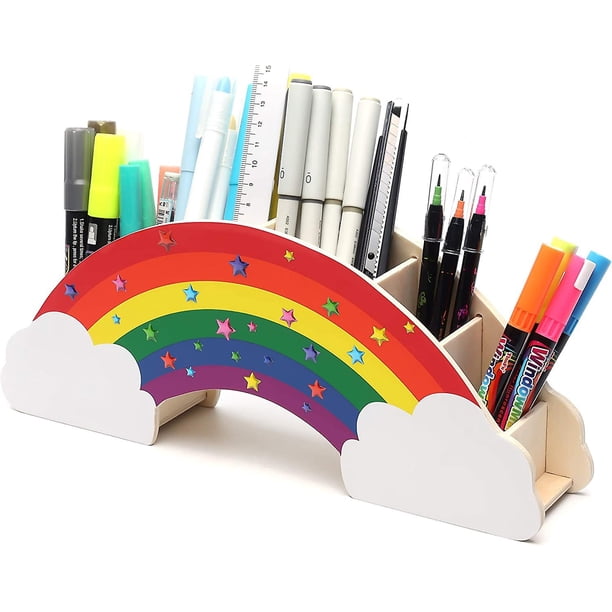 Portalápices/organizador Adhesivos de estrellas arcoíris para decoración creativa de bricolaje, almacenamiento de escritorio, papelería para estudiantes, almacenamiento, portalápices