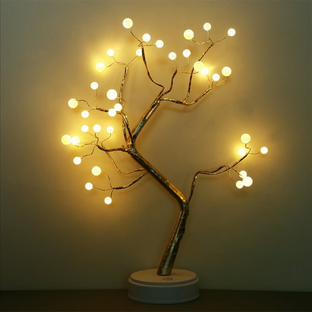 Lámpara de mesa LED con forma de árbol de fuego para Wdftyju niños luz de decoración interior de dormitorio de alambre de cobre bonita lámpara de noche romántic