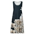 thumbnail image 4 of Midsumdr Sundresses for Women 2025 Summer Fashion Boho Floral Printed Loose Plus Size Dresses Holiday Round Neck Sleeveless Elastic Waist Swing Beach Dresses, 4 of 5