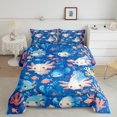 thumbnail image 2 of Blue Axolotl Comforter Set Cartoon Axolotl Bedding Set,Underwater World Sea Fish Salamander Down Comforter King,Ocean Animal Coral Reef Bed Set, 2 of 7