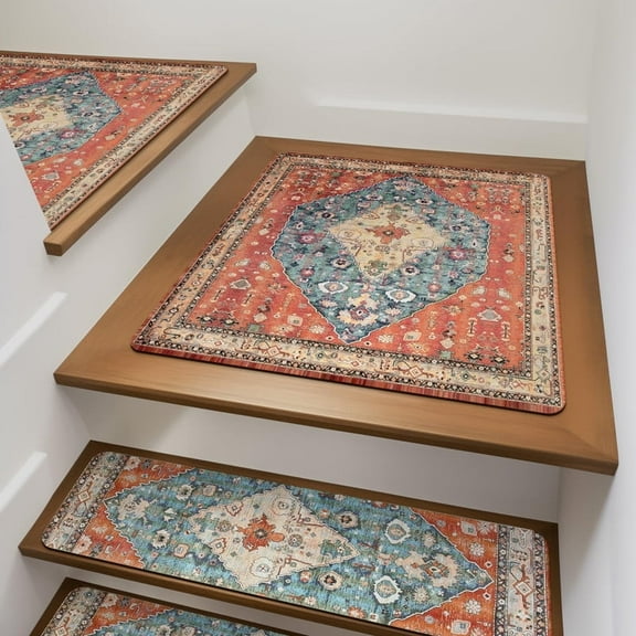 KIMODERUGS Stair Treads Non-Slip Matching Mat for Wooden Steps, Square Stair Rug Rubber Backing Staircase Runner Anti-Slip Floor-Mats for Use On Staircases 31x31 Inch