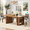 Light Brown, variant on Fnova 62.99" Rectangular Dining Table for 4-6 People, Farmhouse Wood Kitchen Table with Side Storage Shelves, Heavy Duty Legs, Easy to Assemble