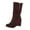 Brown, variant on PEASKJP Women's Soft Boots Mid Calf Chunky Heels Patent Leather Boots,Black 38