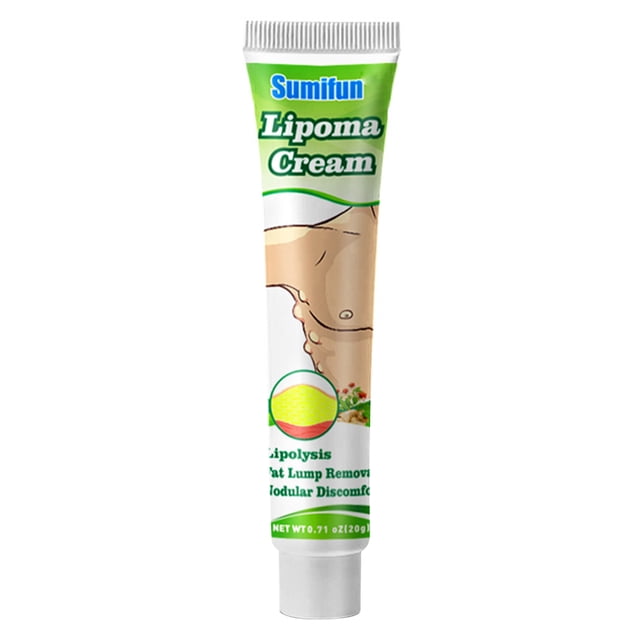 crema de lipomas de 20g productos para el cuidado de la piel de yeso para el tratamiento de tumores grasos antibacterianos Tubo frontal centrado de 20 g (12.5 x 3 cm) con etiqueta verde y texto 'Lipoma Cream', ilustración de torso con bulto subcutáneo, marca JShteea, ingredientes listados en ficha: azafrán, escorpión, aconitum; color multicolor. Suele usarse como artículo de cuidado personal en kits de regalo o de viaje.