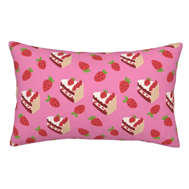 Fotbe Strawberry Cake Funda de Almohada Decorativa Estilo Occidental, Lujo en Algodón, Fundas para Almohadas King, Cojín Estampado para Decoración del Hogar-16"x24"