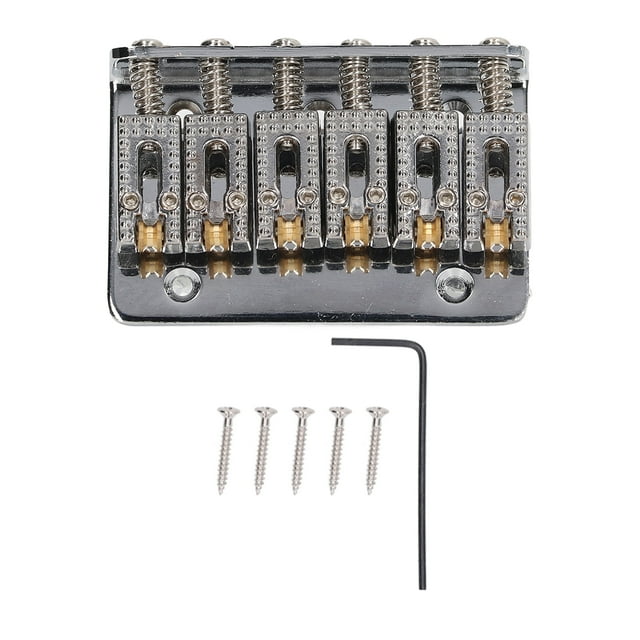 Electric Guitar Bridge, 6 Strings Hardtail Bridge Glossy Comfortable Touch Metal For Replacement Silver,Black,Gold