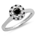 thumbnail image 1 of 0.50 Carat (ctw) 10K White Gold Round Black & White Diamond Ladies Bridal Halo Style Engagement Ring 1/2 CT, 1 of 1