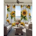 thumbnail image 4 of Sunflower Blackout Curtains 63 Inches Long, Yellow Sunflower Floral Green Leaf Light Grey Buffalo Plaid 2 Panels, Thermal Insulated Room Darkening Drapes with Grommets, 42W x 63L Each Panel, 4 of 9