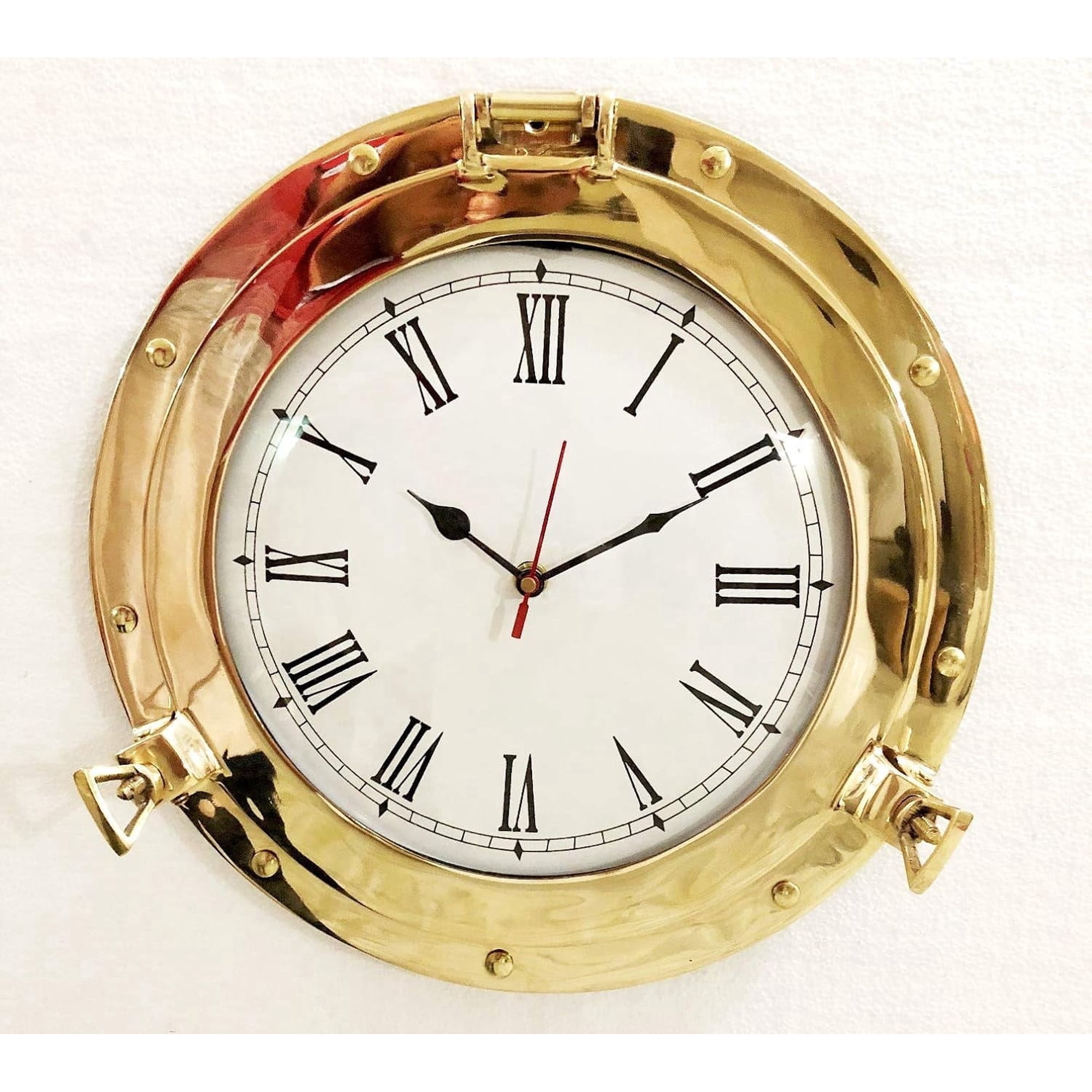 12 Antique Marine Solid Brass Ship Porthole Analog Clock Nautical Wall Hanging Clock Home Decor