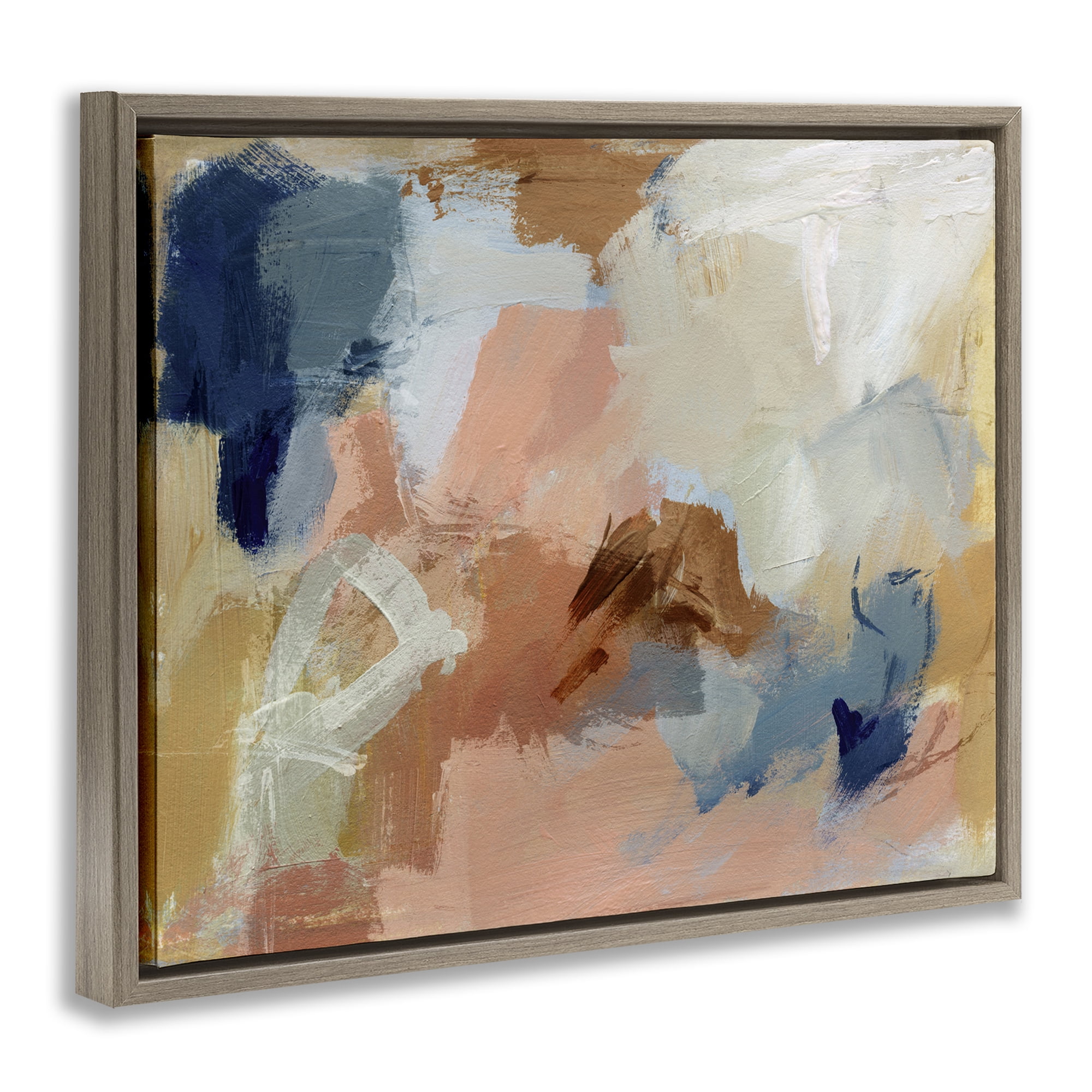 Stupell Industries Rustic Neutrals Painting Abstract Painting Brown Floater Framed Canvas Art Print Wall Art, 31 x 25