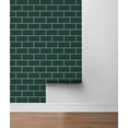 thumbnail image 6 of NextWall Retro Faux Subway Tile Peel and Stick Wallpaper (Evergreen), 6 of 14