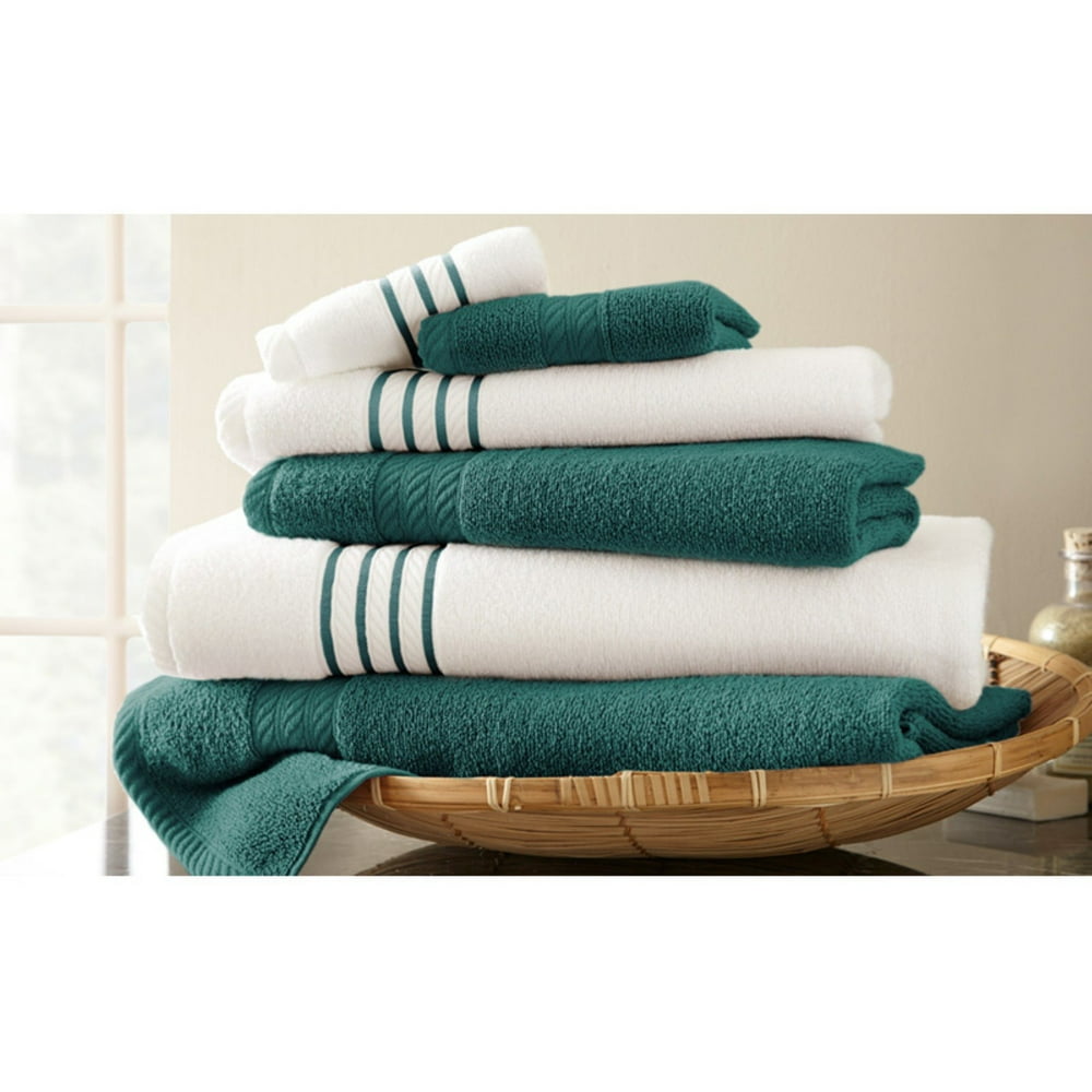 Spring Bloom 6Piece Quick Dry Stripe Towel Set Teal