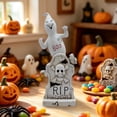 thumbnail image 5 of Halloween Spooky Ghost Skeleton Figurine, White-c Resin Ghost Statue with Seated Skeleton Ghost Skull, Mini Ghost Decor for Halloween Decorations, Indoor Tabletop Home Decor, 5 of 6