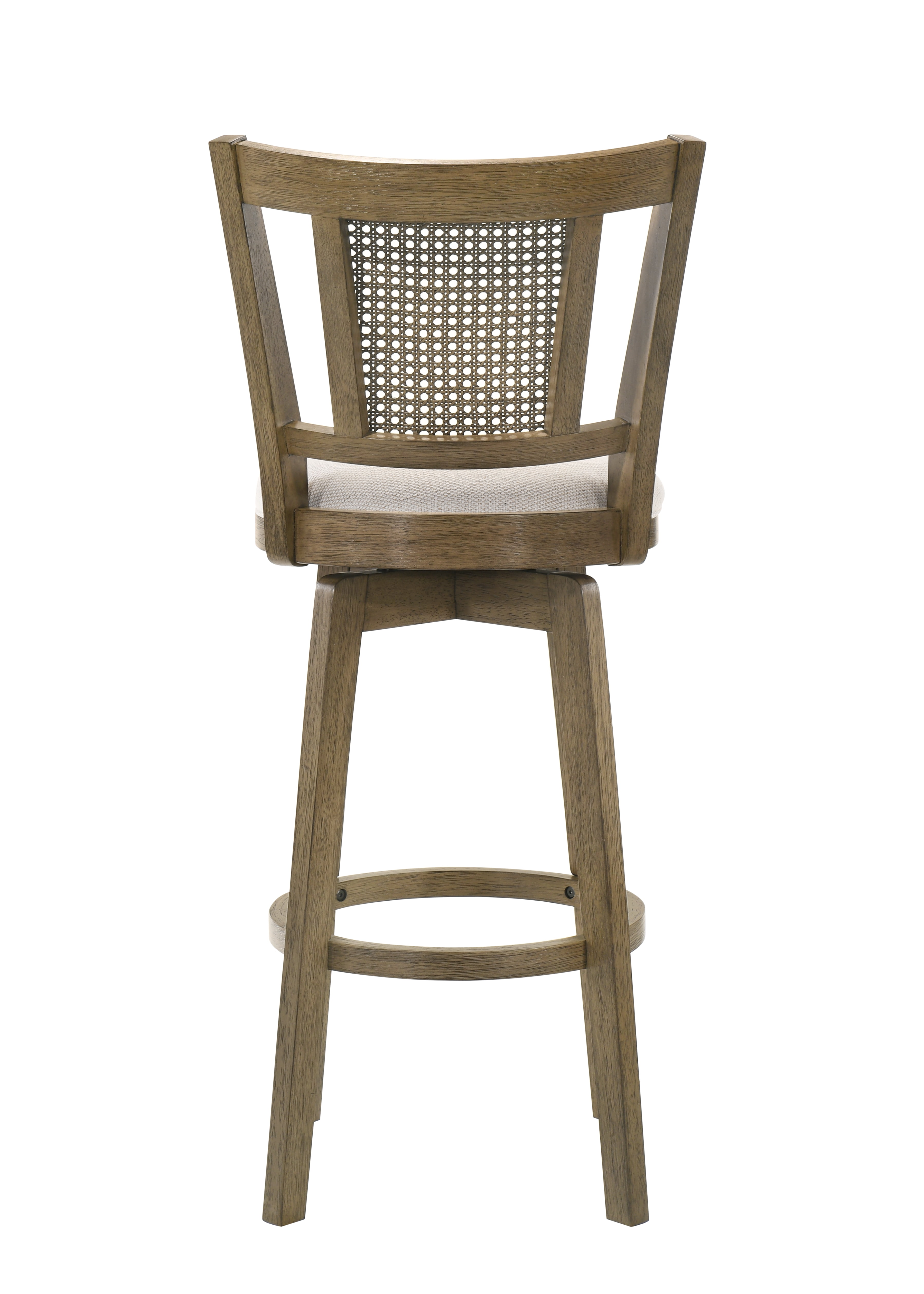 Armen living Isla 26 in. Putty Brown Counter Height Rubberwood Swivel Barstool with Cream Fabric Seat