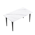 thumbnail image 6 of Magic Home 63" Light Luxury Sintered Stone Dining Table with Carbon Steel Legs,Dining Table for 6 Person with Slate Rectangular Tabletop for Dining Room, White Tabletop with Black Legs, 6 of 6