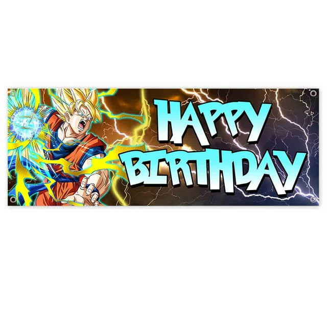 Happy Birthday Anime Goku 13 oz Vinyl Banner With Metal Grommets
