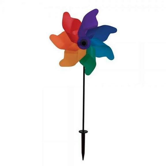 In the Breeze Rainbow Poly Petal Pinwheel Spinner, 12-Inch