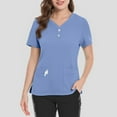 thumbnail image 2 of Scrubs Set for Women, Modern V-Neck Scrub Top & Jogger Scrub Pants with Multi Pockets Professionals Soft Stretch Athletic Nursing Uniform Workwear (Light blue), 2 of 5