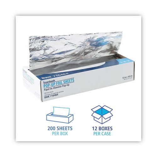 Boardwalk 7164 Pop-up Aluminum Foil Sheets, 12 X 10 3/4, Silver, 2400/carton