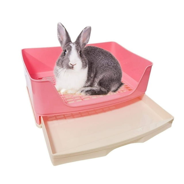 Bandeja de arena con forma de conejo, tamaño Kathson, tamaño grande, con cajón, rosa