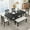 Black;Beige Cushion, variant on MODERNLUXE 82"Farmhouse 6PCS Dining Table Sets for 6,Solid Wood Dining Table Set with Extendable Table with Footrest and Two 11"Removable Leaf,4 Upholstered Chairs and Longer Upholstered Bench,Black