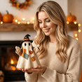 thumbnail image 6 of Izexuh Vintage Patchwork Ghost Halloween Light Halloween Table Decor with Cute Witch Hat Design,Warm Glow Desktop Ornament for Shelf and Mantel Display, 6 of 7