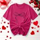 thumbnail image 5 of Primavera Top Mujeres Moda Casual Nueva Cinta de Arco Impresa Cuello Redondo Camiseta de Manga Corta, Camiseta de Cuello Tripulado, 5 of 8