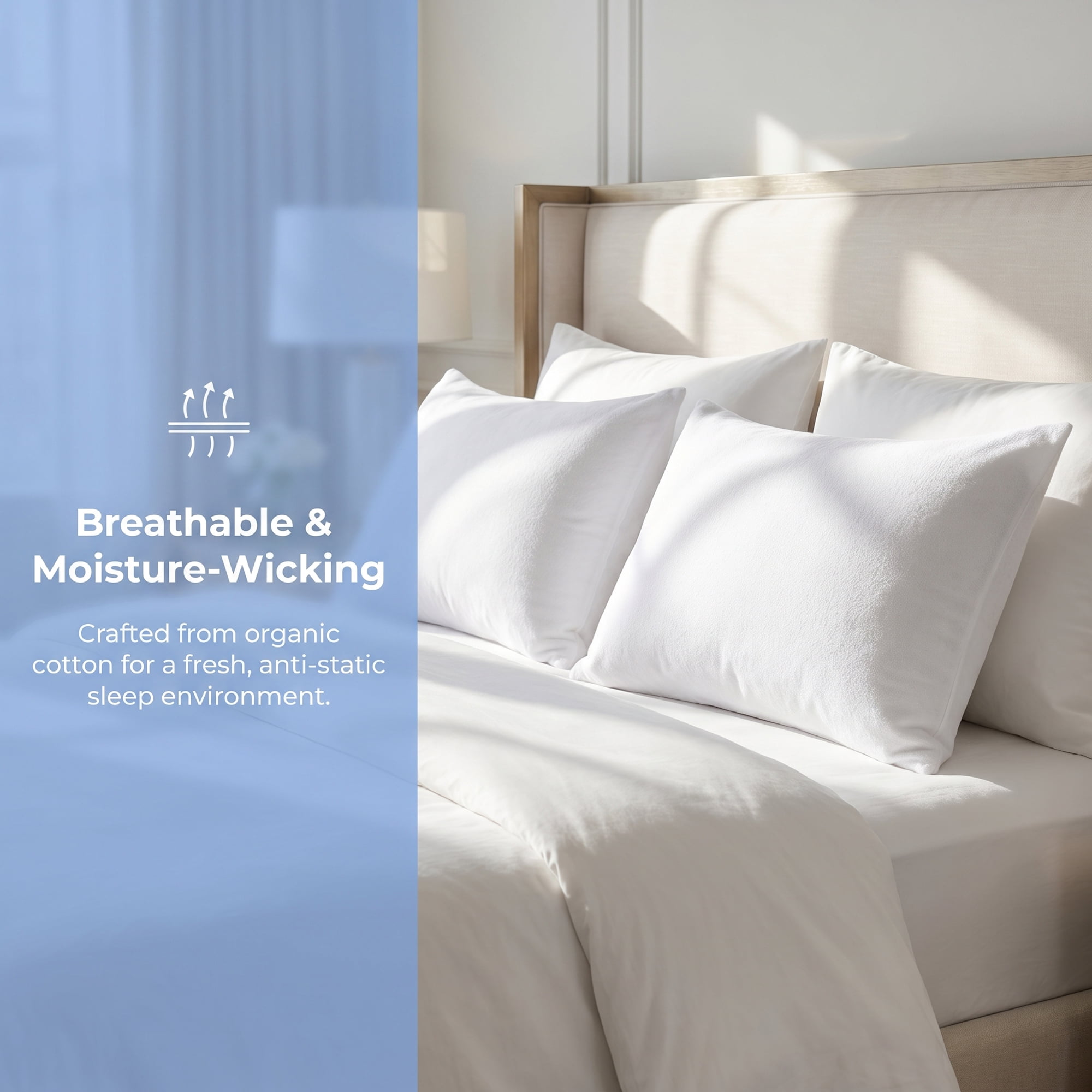 Unique Bargains 2Pcs Zipper Standard Size Cotton Pillow Covers Standard White 20" x 26"