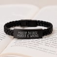 thumbnail image 3 of Makeup Lovers' Birthday Unique Gifts from Friends - Interlaced Leather Bracelet with Funny Quote 'Makeup Because Murder Is Wrong', 3 of 6
