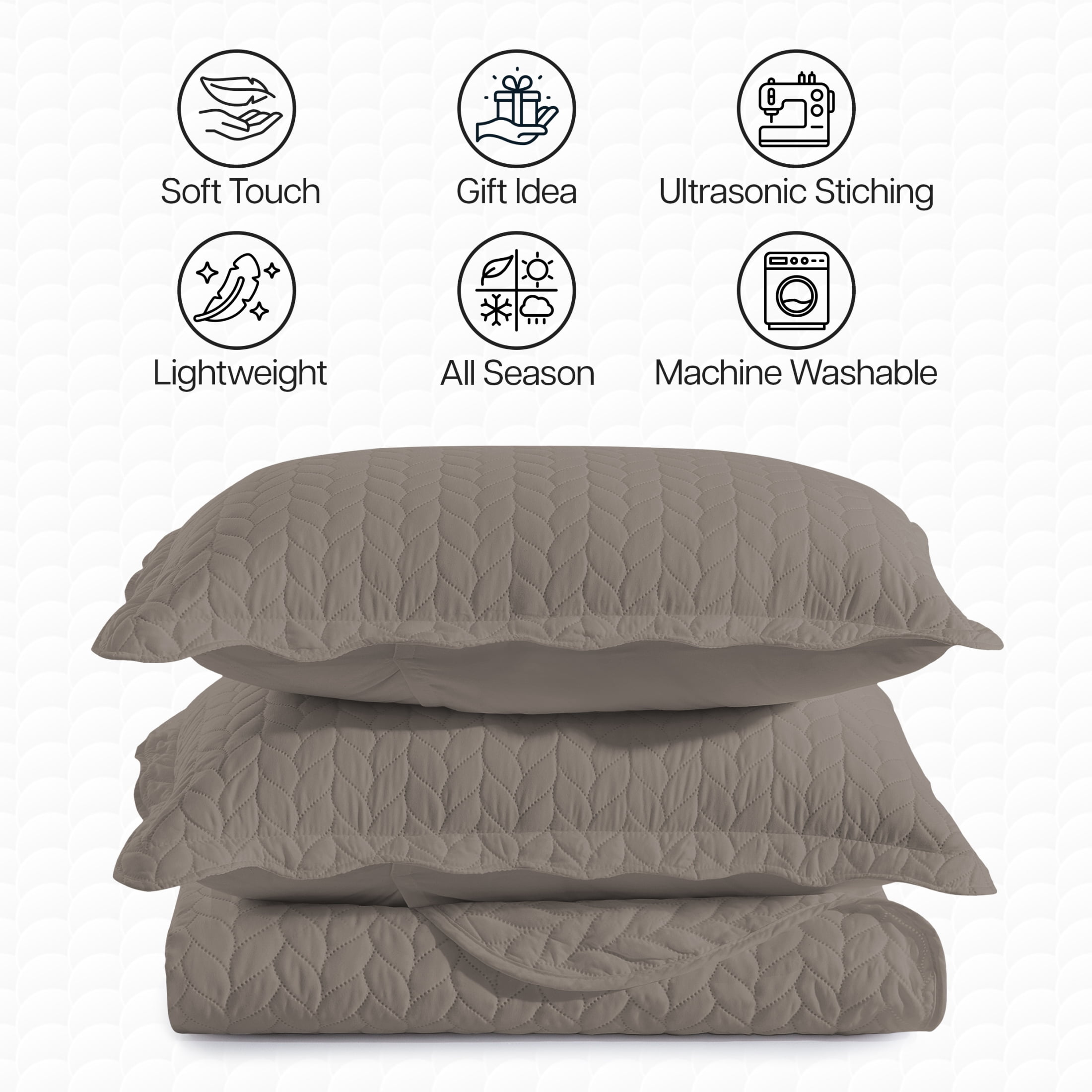 Moonlight20015 3 Piece Quilt Set Lightweight Ultrasoft Microfiber Bedding Beige Color Queen