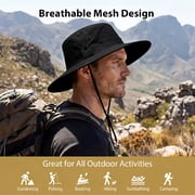 Cowin Sun Hat for Men Sun Protection Wide Brim Bucket Hat Waterproof Breathable Packable Boonie Hat for Fishing Black