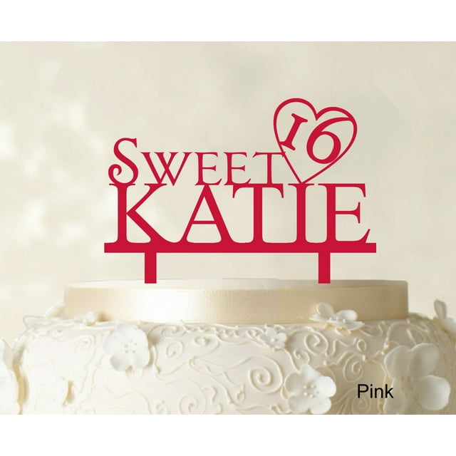 Personalized Birthday Cake Topper Pink Cake Topper Color Option Available 5-7 Inches Wide